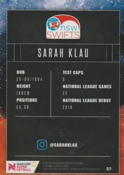2018 Tap 'N' Play Suncorp Super Netball #57 Sarah Klau Back